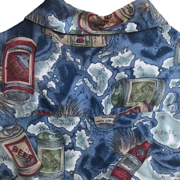 Vintage 90's Campia Moda Aloha Shirt with Beer cans and Cocktails - Picture 8 of 9